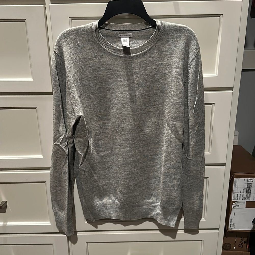 Gap Mens M Italian Merino Wool Pullover Sweater Gray
